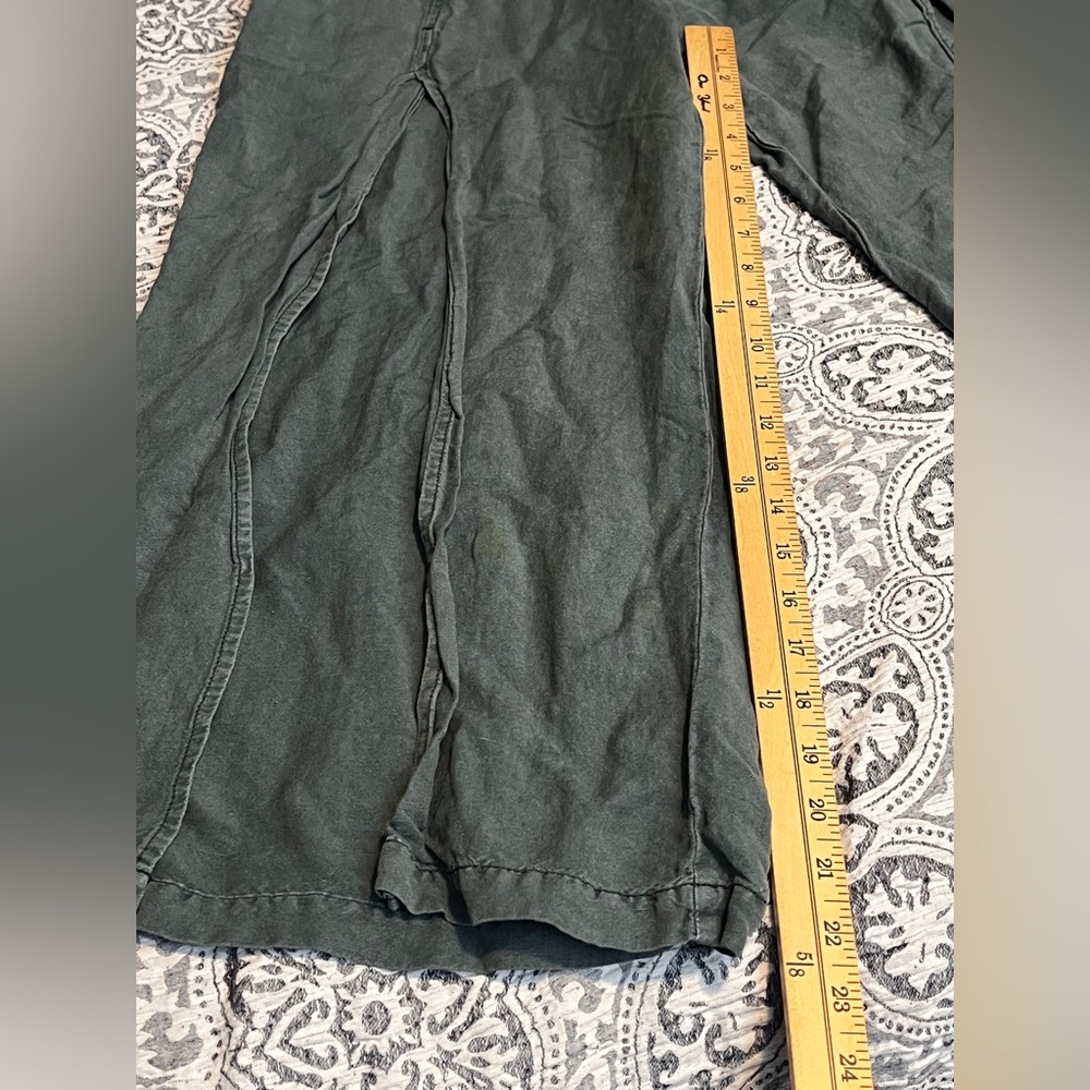Young Fabulous Broke Teal Green Wide Leg Slit Front Linen Pants Medium - Picture 8 of 10